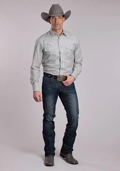 Roper 3128 Striped (White/Grey) - Men's Western Shirt