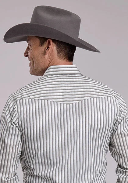 Roper 3128 Striped (White/Grey) - Men's Western Shirt