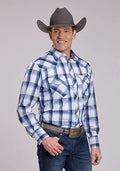 Roper 2899 White Plaid (Blue) - Men's Western Shirt