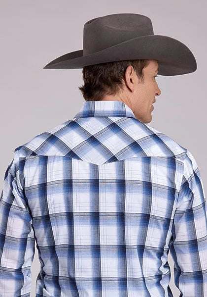 Roper 2899 White Plaid (Blue) - Men's Western Shirt