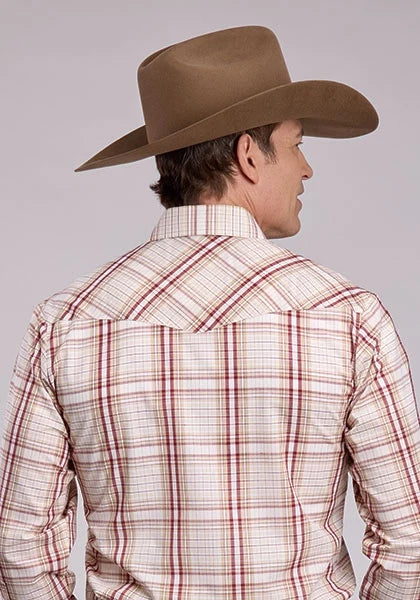 Roper 2903 Wine Plaid (Cream) - Men's Western Shirt