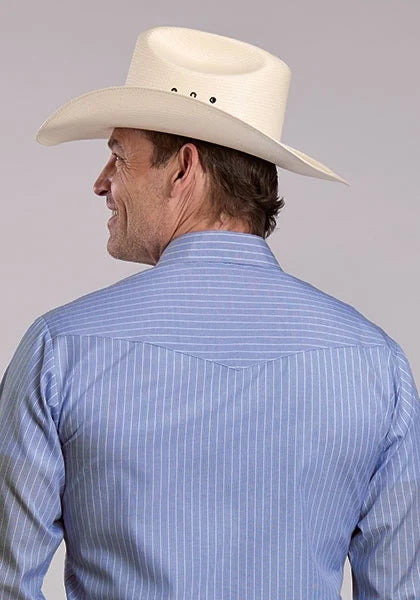 Roper 3031 Wide Stripe (Blue) - Men's Western Shirt
