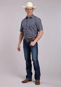 Roper 2900 Woven Plaid (Navy) - Men's Short Sleeve Western Shirt