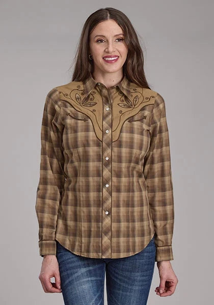Roper 2129 Ombre Plaid (Brown) - Women's Western Shirt