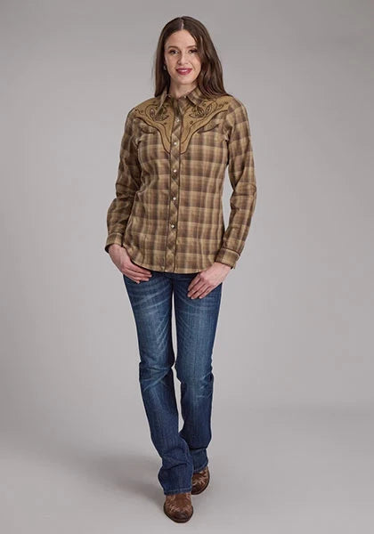 Roper 2129 Ombre Plaid (Brown) - Women's Western Shirt