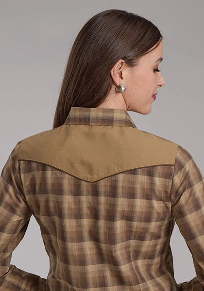 Roper 2129 Ombre Plaid (Brown) - Women's Western Shirt