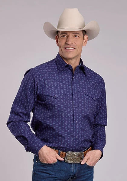 Roper 2827 Aztec Print (Navy) - Men's Western Shirt