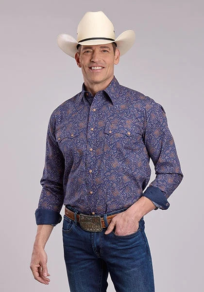 Roper 2833 Vintage Paisley (Blue) - Men's Western Shirt