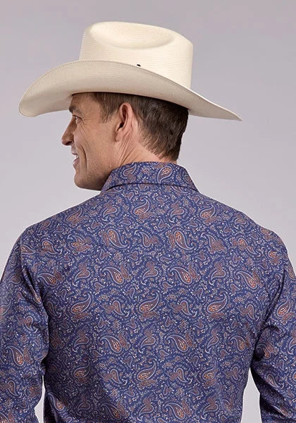 Roper 2833 Vintage Paisley (Blue) - Men's Western Shirt