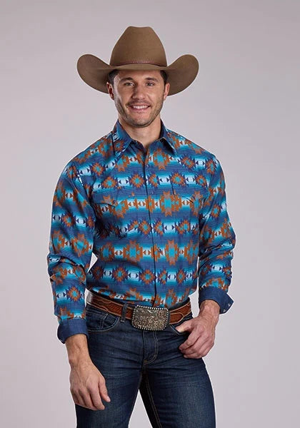 Roper 2835 Serape Stripe (Blue) - Men's Western Shirt