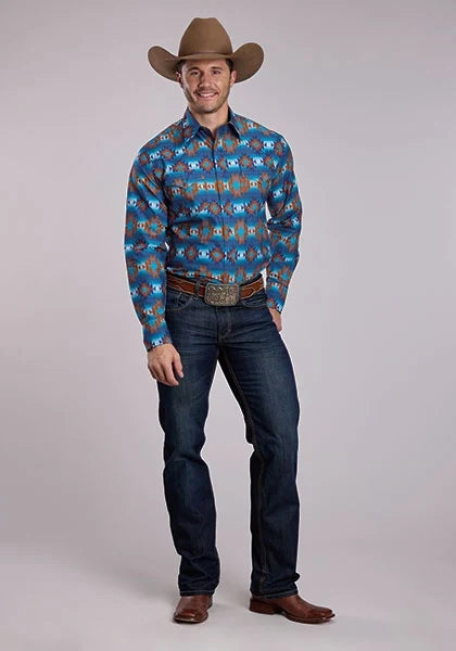 Roper 2835 Serape Stripe (Blue) - Men's Western Shirt