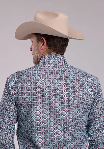 Roper 2881 Scroll Foulard (Blue) - Men's Western Shirt