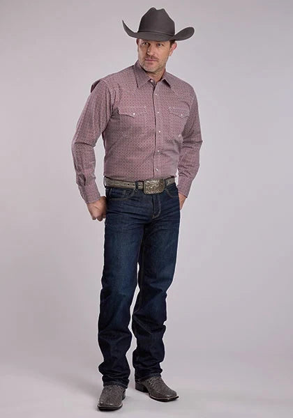 Roper 2882 Tile Foulard (Red) - Men's Western Shirt