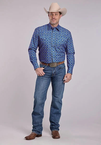 Roper 2883 Ornamental Paisley (Blue) - Men's Western Shirt