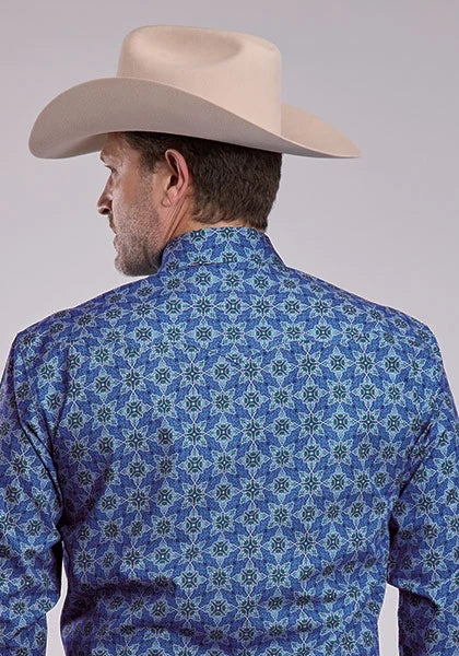Roper 2883 Ornamental Paisley (Blue) - Men's Western Shirt