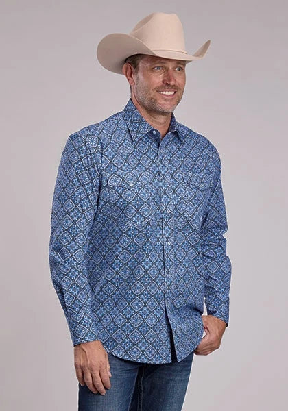 Roper 2967 Sky Medallion (Blue) - Men's Western Shirt