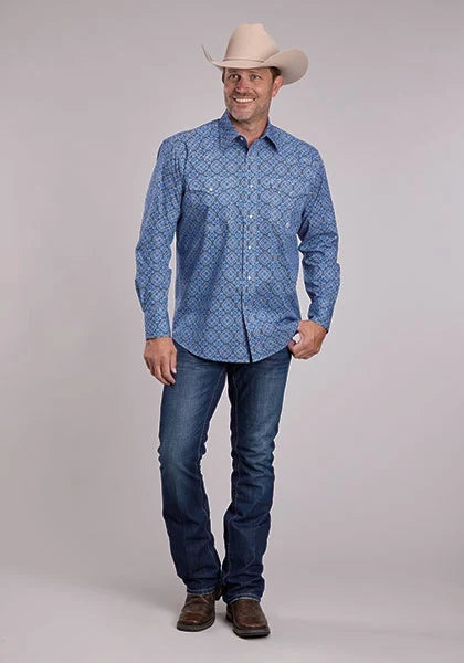 Roper 2967 Sky Medallion (Blue) - Men's Western Shirt
