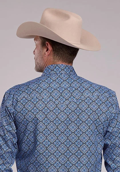 Roper 2967 Sky Medallion (Blue) - Men's Western Shirt