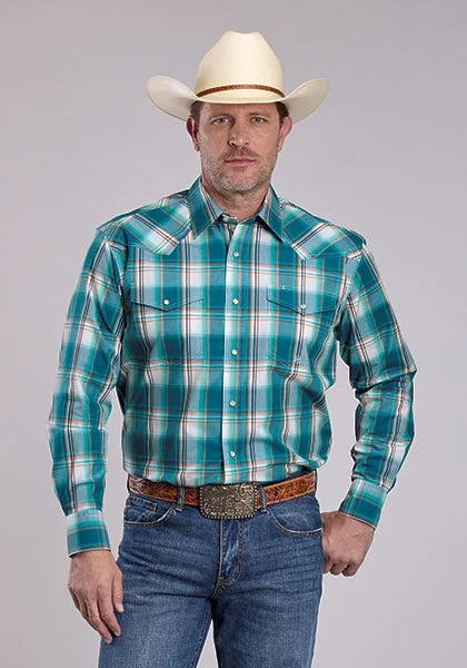 Roper 2890 Sunset Plaid (Blue) - Men's Western Shirt