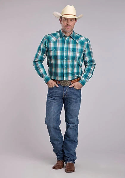 Roper 2890 Sunset Plaid (Blue) - Men's Western Shirt