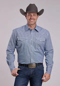 Roper 2892 Stretch Minicheck (Blue) - Men's Western Shirt