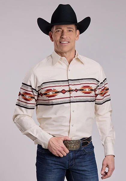 Roper 2845 Aztec Border (Cream) - Men's Western Shirt
