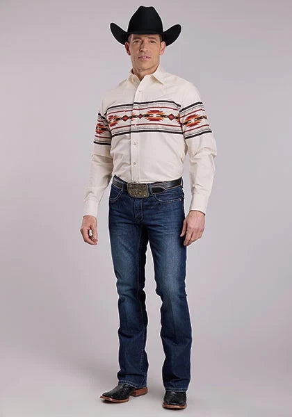 Roper 2845 Aztec Border (Cream) - Men's Western Shirt