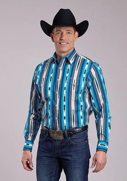 Roper 2843 Deadstock Stripe (Blue) - Men's Western Shirt