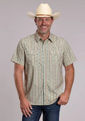 Roper 3016 Vertical Aztec (Tan) - Men's Short Sleeve Shirt