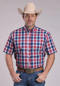 Roper 2888 American Plaid (Blue) - Men's Short Sleeve Shirt
