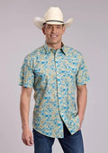 Roper 2844 Hibiscus Dreams (Yellow) - Men's Short Sleeve Shirt