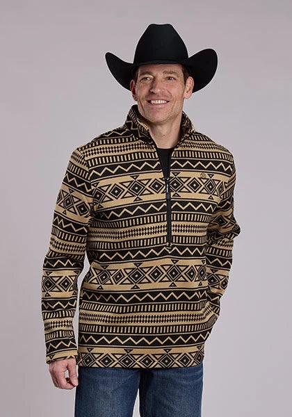 Roper 3297 Diamond Fleece (Black) - Men's Quarter Zip Sweater