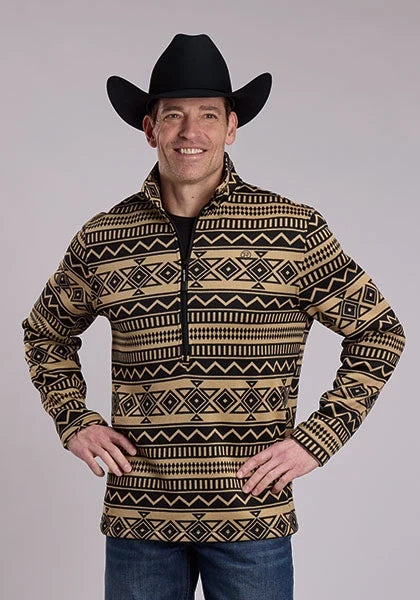 Roper 3297 Diamond Fleece (Black) - Men's Quarter Zip Sweater