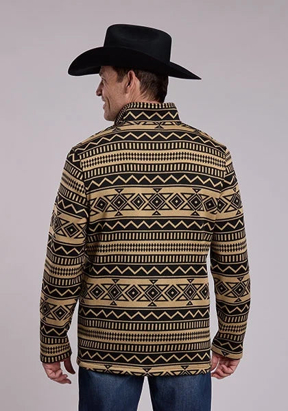 Roper 3297 Diamond Fleece (Black) - Men's Quarter Zip Sweater