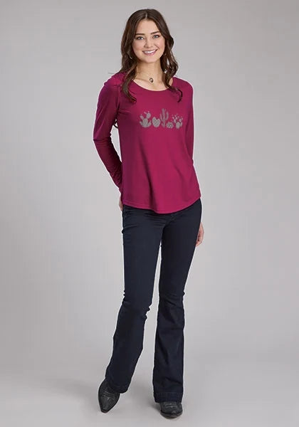 Roper 2340 Desert Print (Wine) - Women's Long Sleeve Shirt