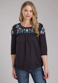 Roper 2336 Cotton Slub (Black) - Women's Western Blouse