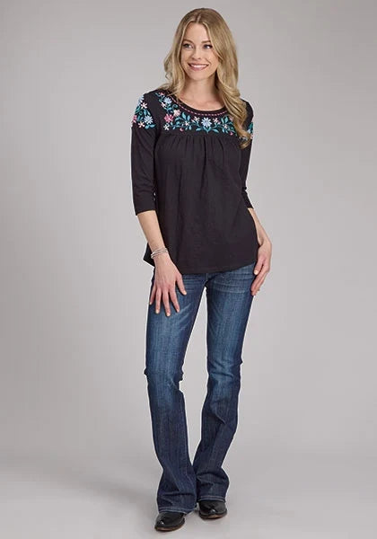 Roper 2336 Cotton Slub (Black) - Women's Western Blouse