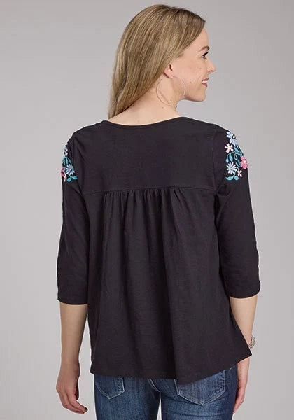 Roper 2336 Cotton Slub (Black) - Women's Western Blouse