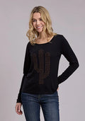 Roper 3197 Rhinestone Cactus (Black) - Women's Long Sleeve Shirt
