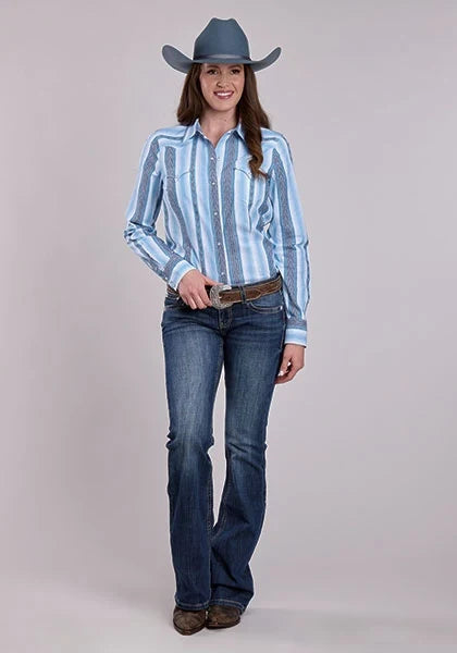 Roper 2832 Vertical Stripe (Blue) - Women's Western Shirt