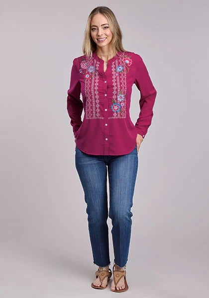 Roper 2334 Raspberry Crepe (Pink) - Women's Western Blouse