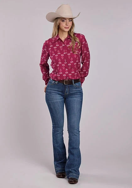 Roper 2841 Raspberry Ikat (Red) - Women's Western Shirt