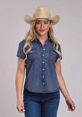 Roper 2863 Solid Denim (Blue) - Women's Western Blouse