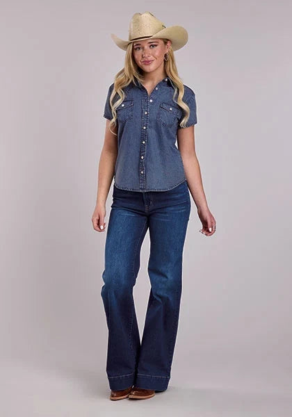 Roper 2863 Solid Denim (Blue) - Women's Western Blouse