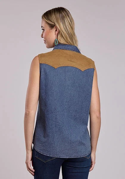 Roper 2863 Suede Yokes (Blue) - Women's Western Blouse