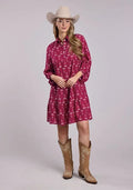 Roper 2841 Button Front Ikat (Red) - Women's Dress