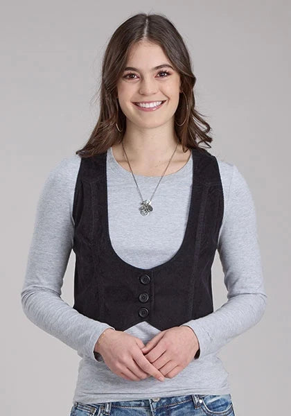 Roper 2345 Cotton Corduroy (Black) - Women's Mini Vest