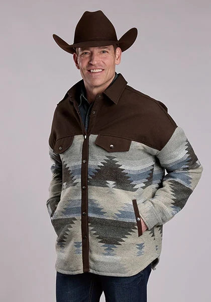 Roper 3342 Aztec (Brown) - Men's Fleece Shirt Jacket