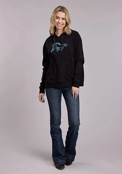Roper 3198 Neon Stallions (Black) - Women's Fleece Sweatshirt