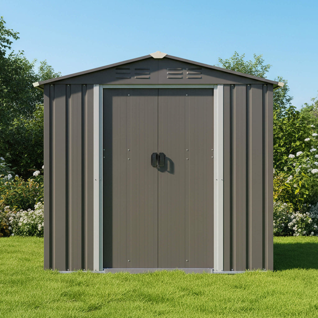 [04X06FT] Outdoor All-Weather Galvanized Metal Storage Shed With Sliding Door (SAK96472)